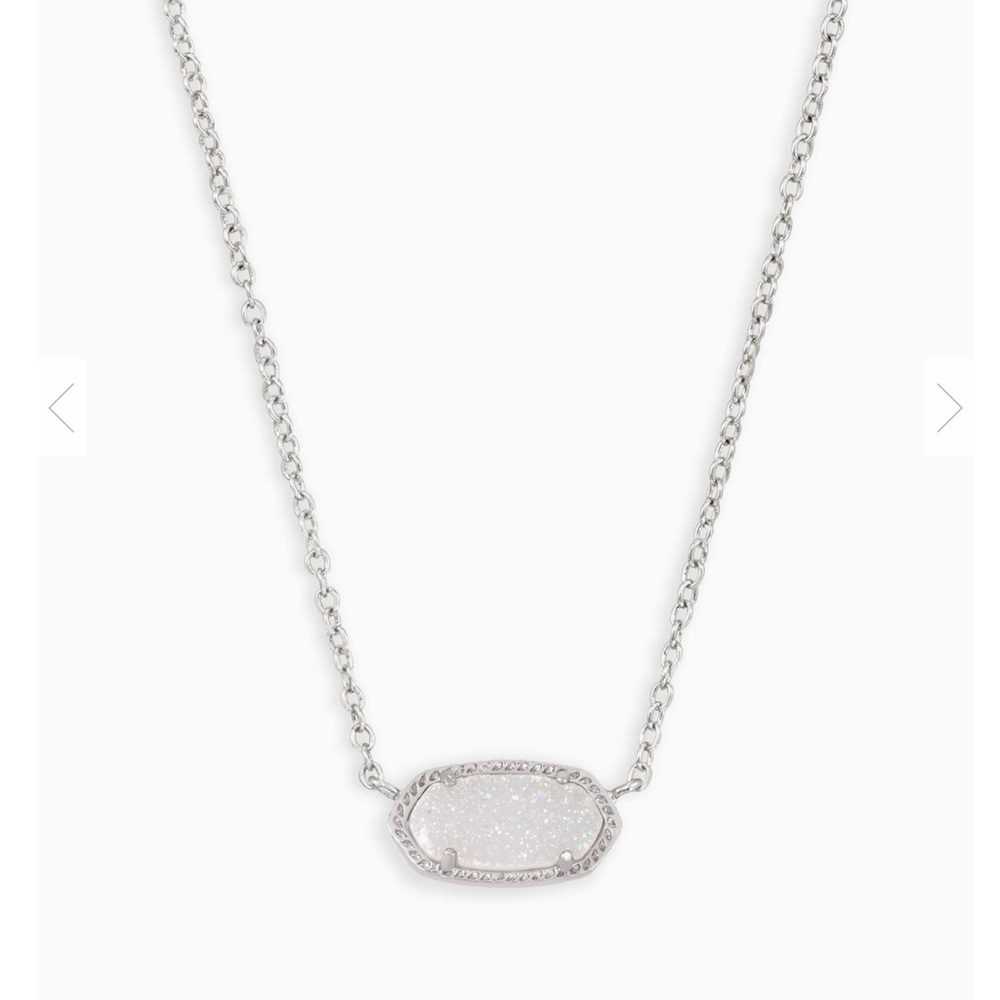Elisa Silver Pendant Necklace In Iridescent Drusy